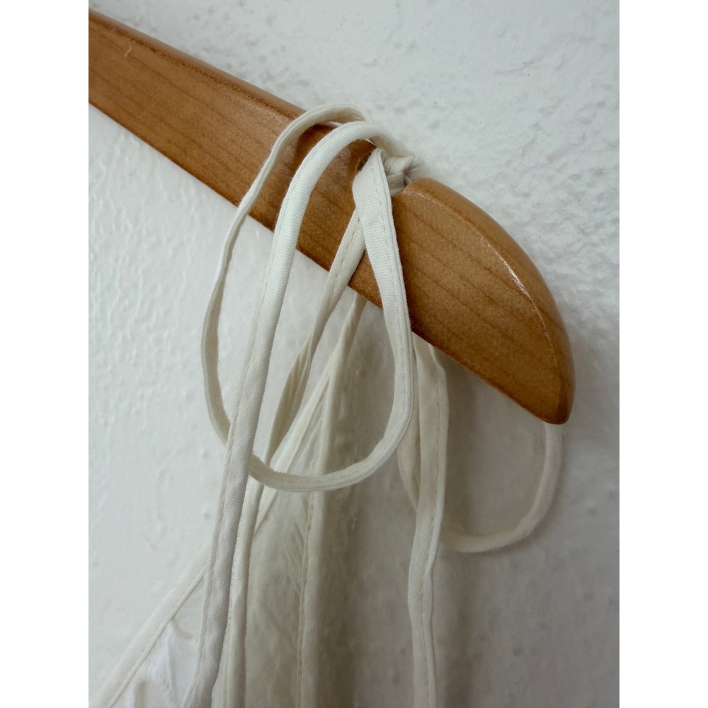 SOLID & STRIPED Womens XL White Eyelet Midi Dress Tie Shoulders Pockets Summer - Picture 5 of 9